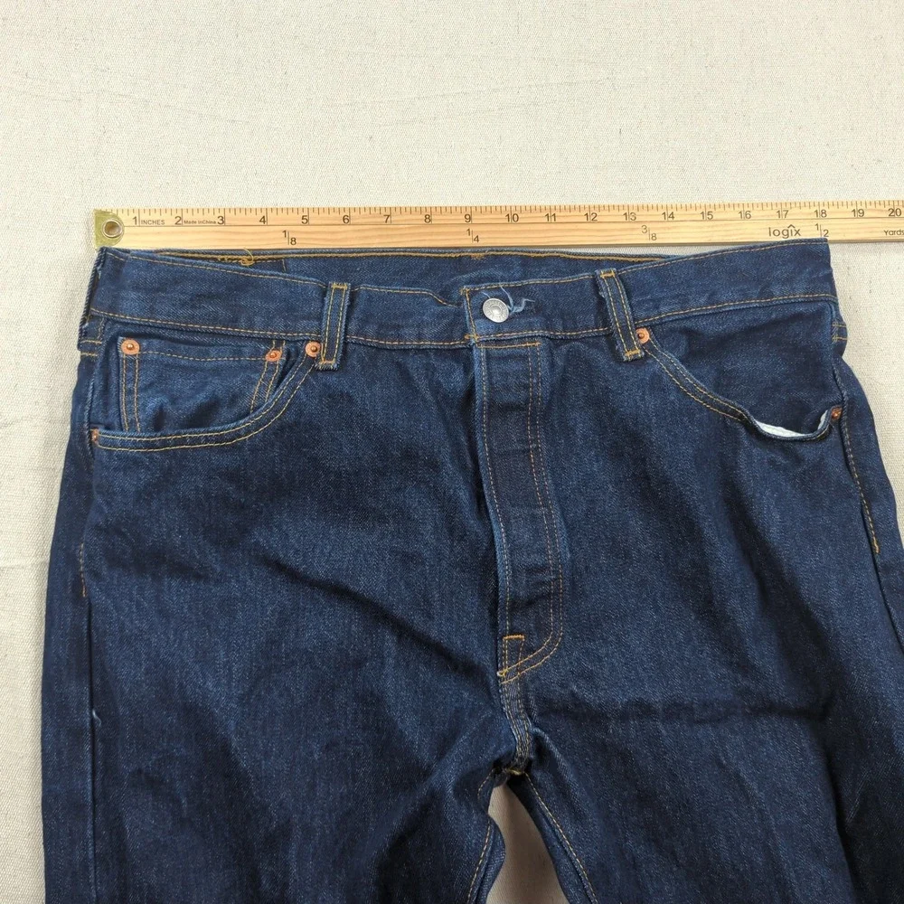 Levis 501 Jeans Mens 36x34 Blue Button Fly Classic American Western Dark Wash